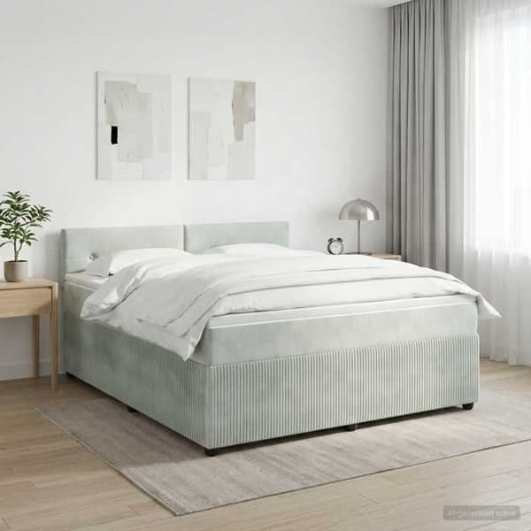 Maison Exclusive - Boxspring seng med madras Lys grå 140 x 190 cm Velour