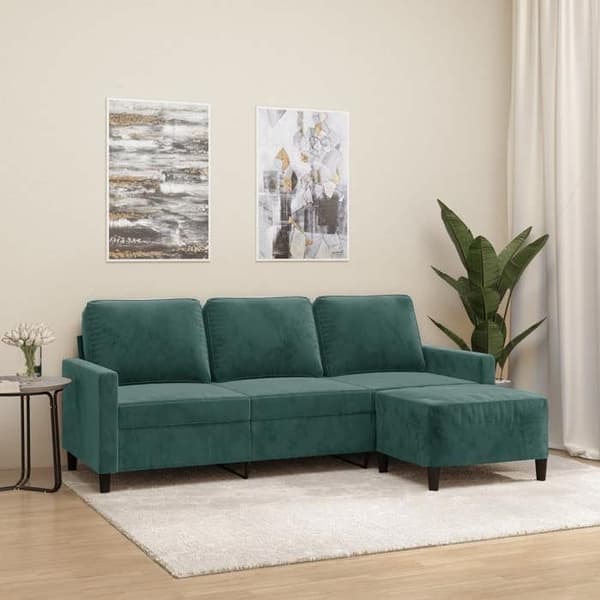 Maison Exclusive - 3-paikkainen sohva jalkatuella Tummanvihreä 180 cm Sametti Mörkgrön