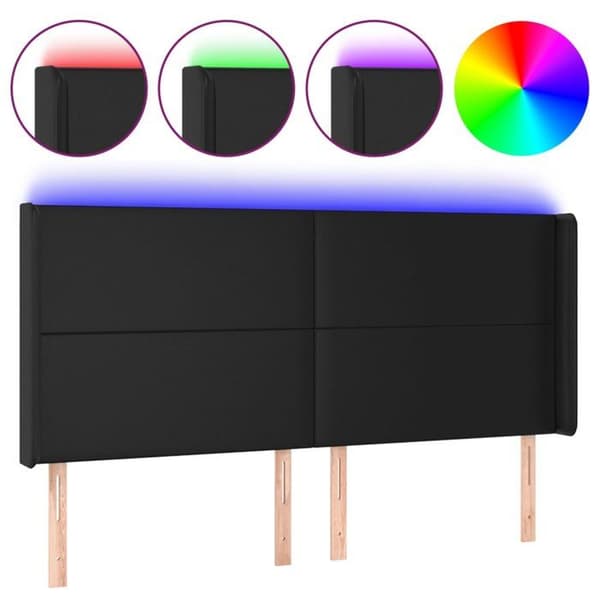 Maison Exclusive - LED-päätymustalla 163x16x118/128 cm keinonahkaa