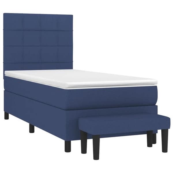 Maison Exclusive - Sengestel med springmadras Blå 90x200 cm Stof