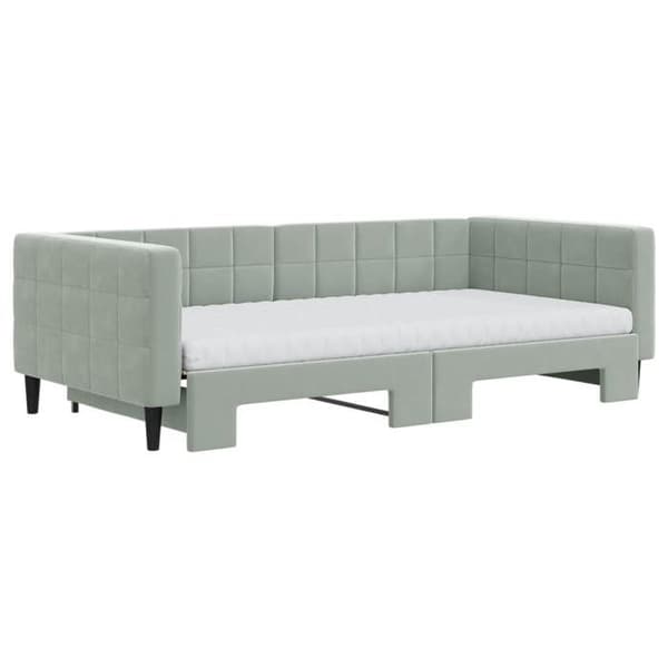 Maison Exclusive - Päivävuode ja vuodevaatteet sekä vaaleanharmaa patja 100x200 cm samettia