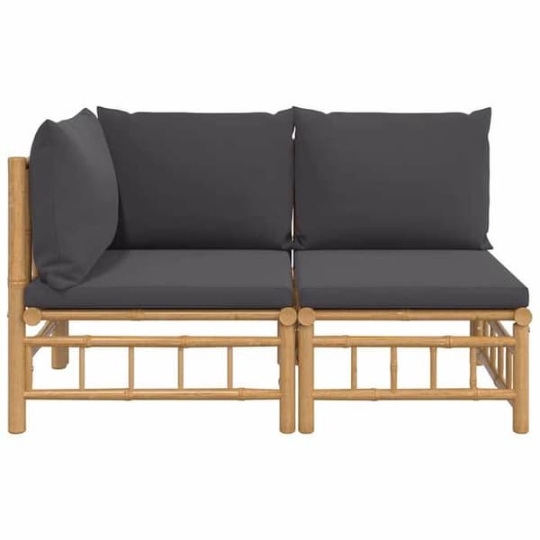 Maison Exclusive - Trädgårdsmöbler 2 delar med mörkgrå kuddar i bambu