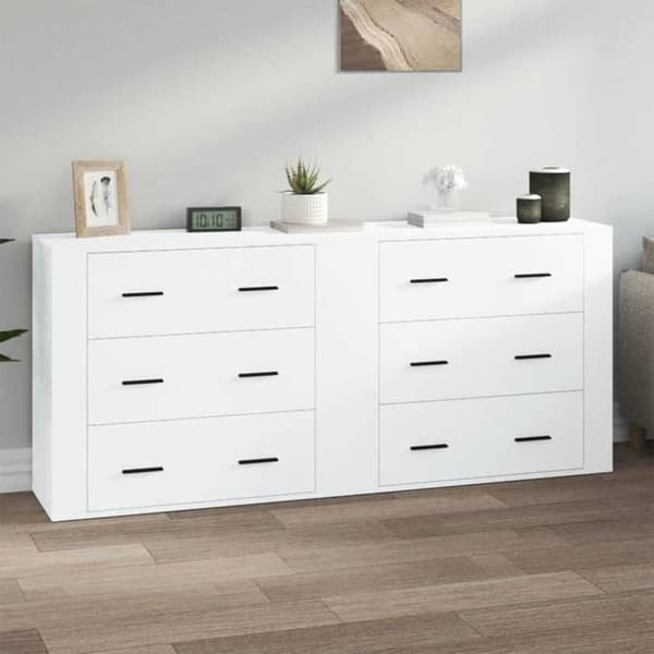 Maison Exclusive - Buffeter 2 stk hvidt ingeniørtræ