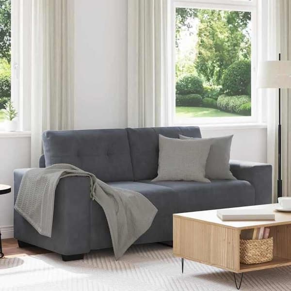 Sofa - EKSKLUSIV HUS - Sofa - Mørkegrå - Velour - 2 pladser (180x77x82 cm) mörkgrå