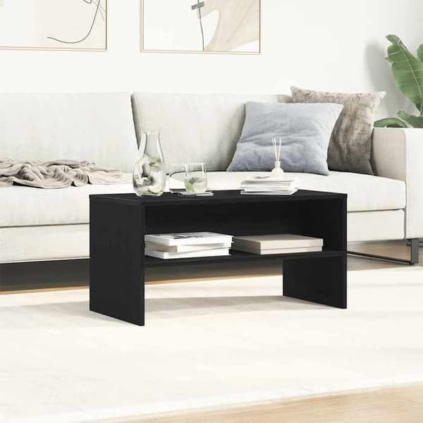 Maison Exclusive - TV-møbel i sort egetræ 80x40x40 cm i ingeniørtræ