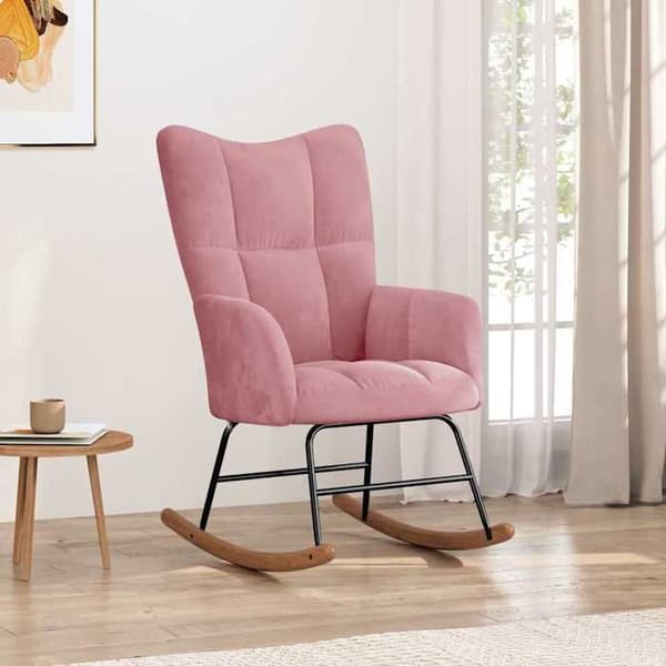 Maison Exclusive - Vaaleanpunainen samettinen keinutuoli