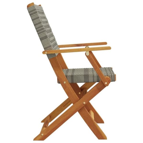 Maison Exclusive - 2 delar hopfällbara stolar i massiv akaciaträ och polyrotin