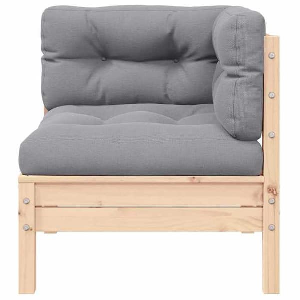 Maison Exclusive - 2-sits trädgårdssoffa med grå kuddar i solid furu