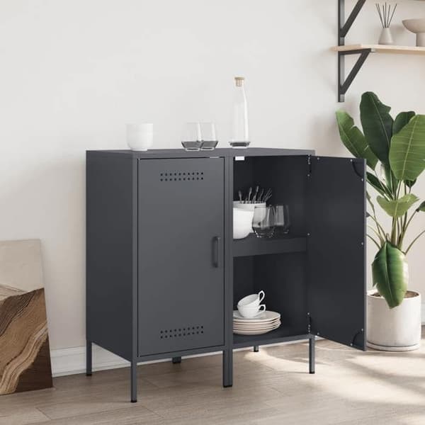 Maison Exclusive - Bufféer 2 st antracit 36x39x79 cm stål