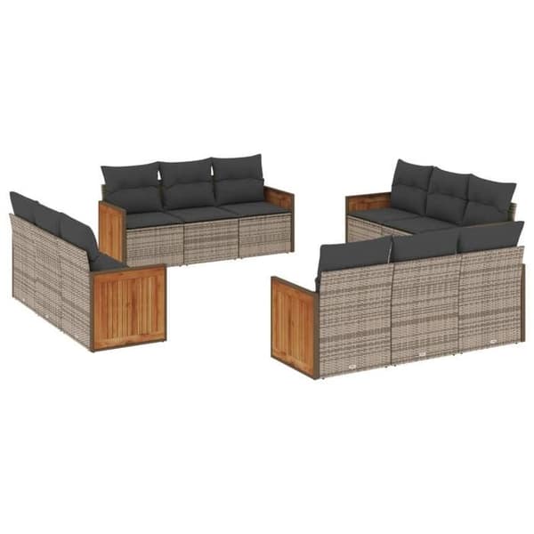 Maison Exclusive - Trädgårdsmöbler med kuddar 12 delar grå flätad resin