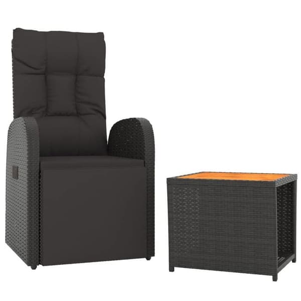 Maison Exclusive - Sæt af 2 havemøbler i sort poly rattan og akacietræ