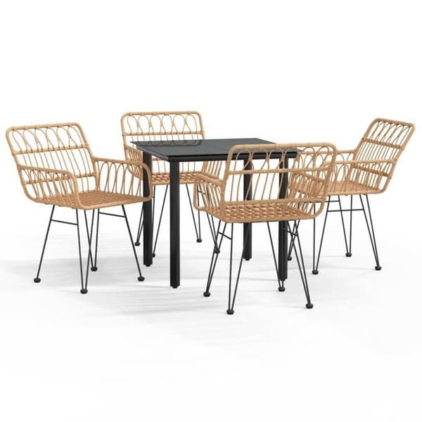 Maison Exclusive - Trädgårdsset 5 delar i flätad resin