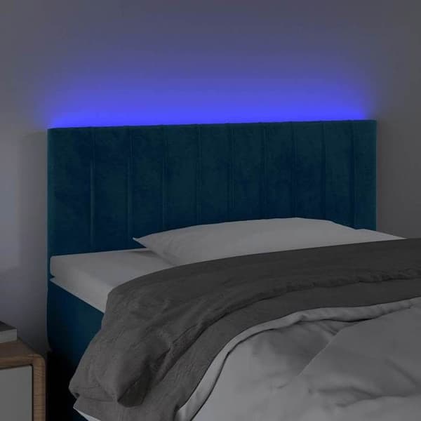 Maison Exclusive - Sänggavel med LED Blå mörk 80x5x78/88 cm Sammet Mörkblå