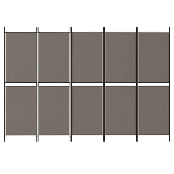Adskillelsesvæg - EKSKLUSIV HUS - 5 paneler 250x220 cm - 100% polyester stof - Antracit - Sammenfoldelig antracit