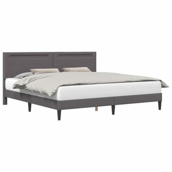 Sengestel - EKSKLUSIV HUS - 200 x 200 cm - Kunstlæder - Multifarvede LED-striber - Lamelseng Grå