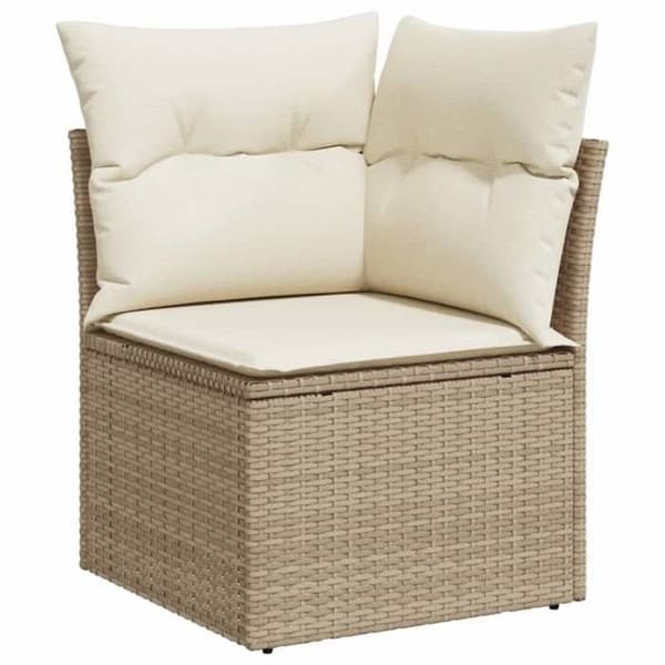 Maison Exclusive - Puutarhakalusteet tyynyillä 9 kpl beige punottu muovi