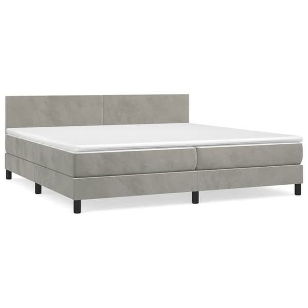 Maison Exclusive - Sängbotten och madrass Grå ljus 200x200cm Sammet