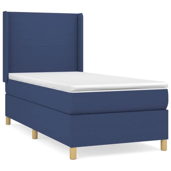 Maison Exclusive - Seng med lameller og madras Blå 100x200 cm Stof