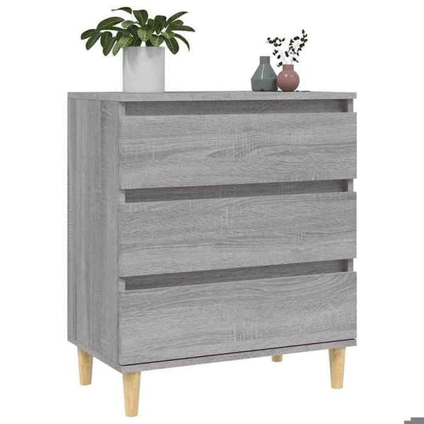 Buffet - EKSKLUSIVT HUS - Sonoma - Grå - 3 skuffer - Ingeniørtræ 60x35x70 cm Grå