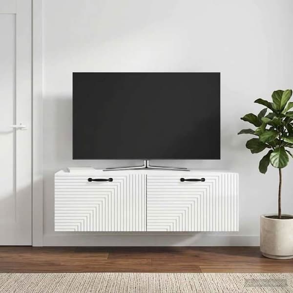 Maison Exclusive - Väggmonterad TV-möbel Väggmontering Vit glans 98 x 41 x 30 cm