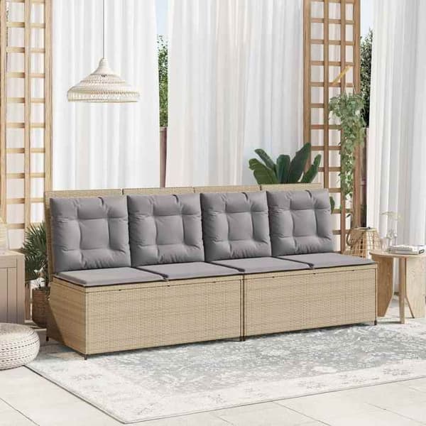 Maison Exclusive - Beige polyrottinkinen puutarhapenkk
