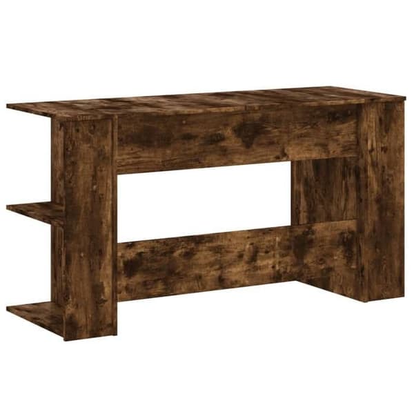 Maison Exclusive - Røget egetræ skrivebord 140x50x75 cm ingeniørtræ Rökt ek
