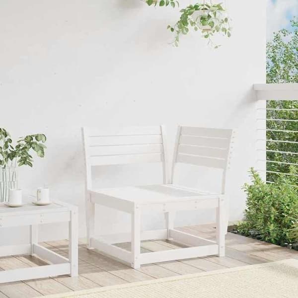 Hörnsoffa för trädgård - EXKLUSIV HEM - 73x73x78 cm - Massivt furu - Vit - Modulär Vit