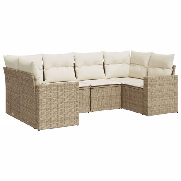 Maison Exclusive - Trädgårdsmöbler med kuddar 6 delar beige flätad resin