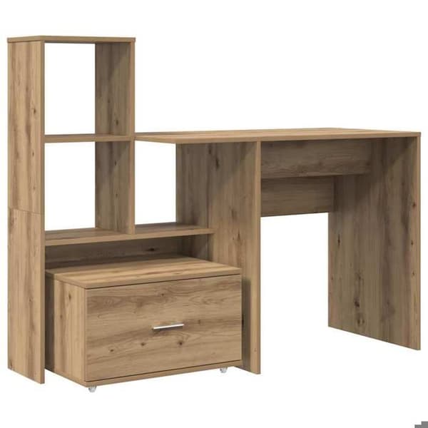 Maison Exclusive - Kontor i håndlavet egetræ, ingeniørtræ 131,5 x 50 x 106,5 cm Ek