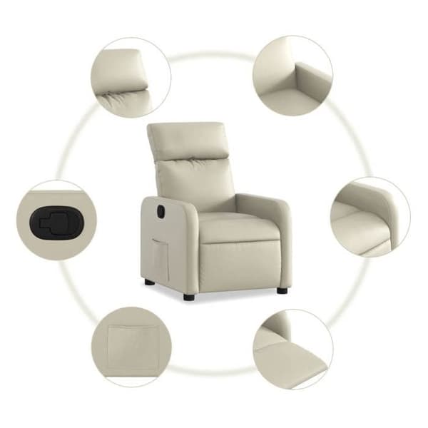 Maison Exclusive - Reclinerfåtölj i krämfärgad konstläder