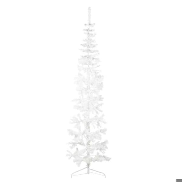 Maison Exclusive - Halv konstgjord julgran med vit ställning 240 cm Vit