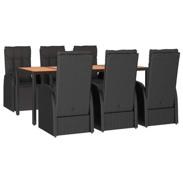 Havemøbel sæt - EKSKLUSIV HUS - 7 dele - Sort - Holdbar poly rattan - Lænestole Svart