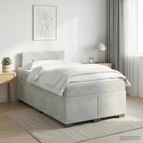 Maison Exclusive - Sängbox med madrass Ljusgrå 120 x 190 cm Sammet Ljusgrått