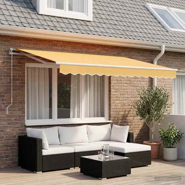 Maison Exclusive - Fällbart tak Sand 400 × 350 cm Polyester och Aluminium