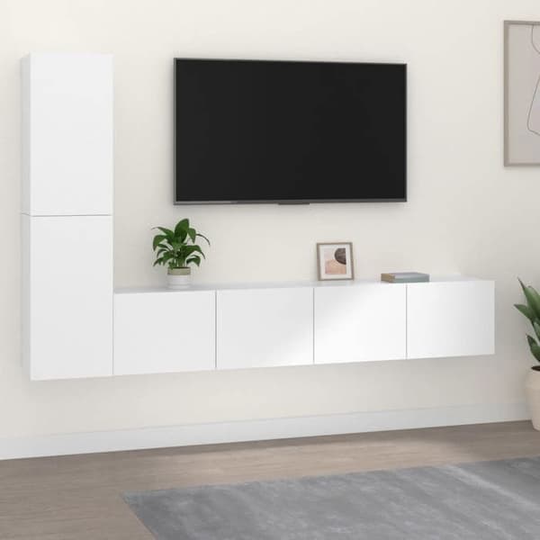 Maison Exclusive - 4 dele TV-møbel sæt Hvid Ingeniørtræ Vit