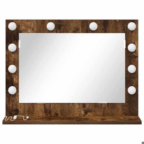 Maison Exclusive - Spejl til badeværelse Røget eg 60 x 45 x 18 cm Rektangulær Rökt ek