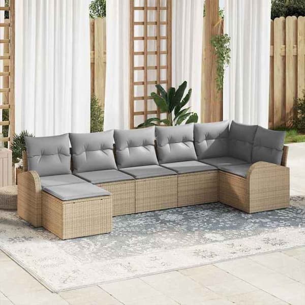 Maison Exclusive - 7-delars trädgårdsoff-set Beige beige