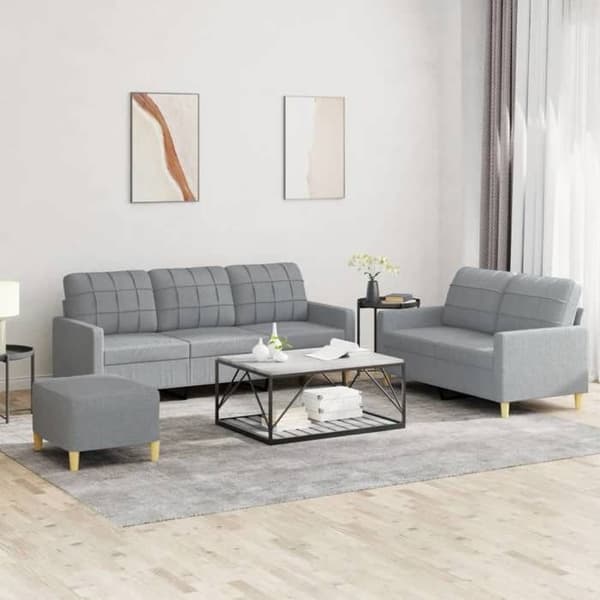 Maison Exclusive - Sæt af 3 sofaer med puder Lys grå Stof