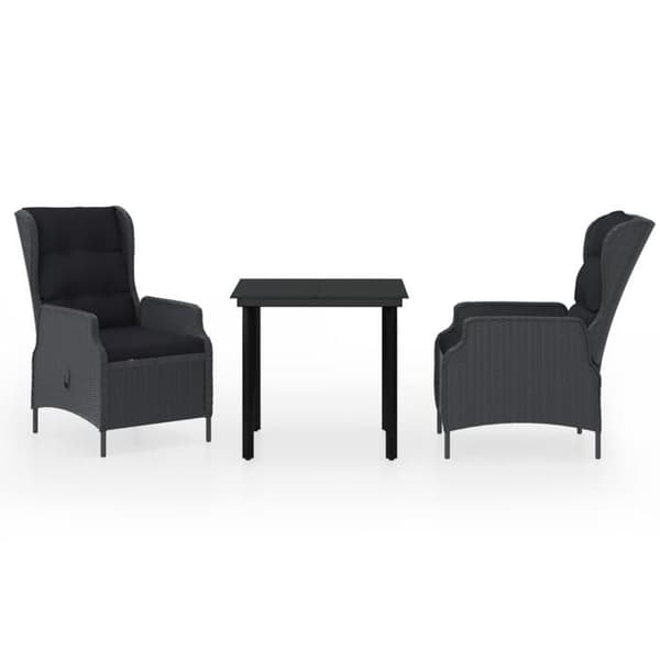 Maison Exclusive - 3 osan tummanharmaa puutarhapöytäryhmä