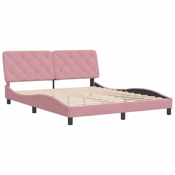 Maison Exclusive - Sängram utan madrass rosa 160x200 cm sammet