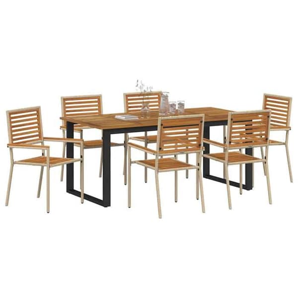 Maison Exclusive - 7-delars matgrupp för trädgård Beige