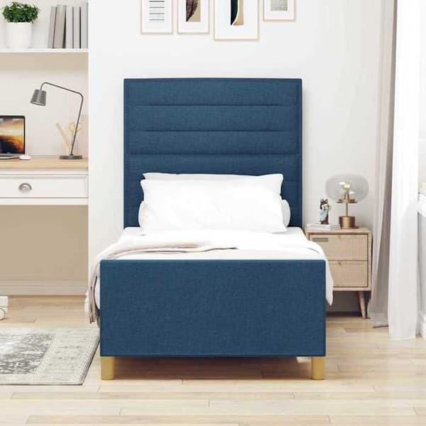Maison Exclusive - Sengestel med blåt hovedgærde 90 x 200 cm stof
