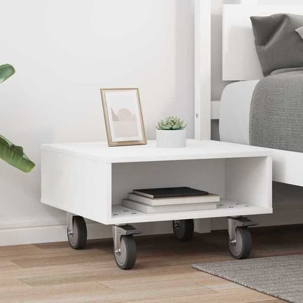Maison Exclusive - Sido Bord med Hjul Vit 50,5 x 50 x 30 cm Vit