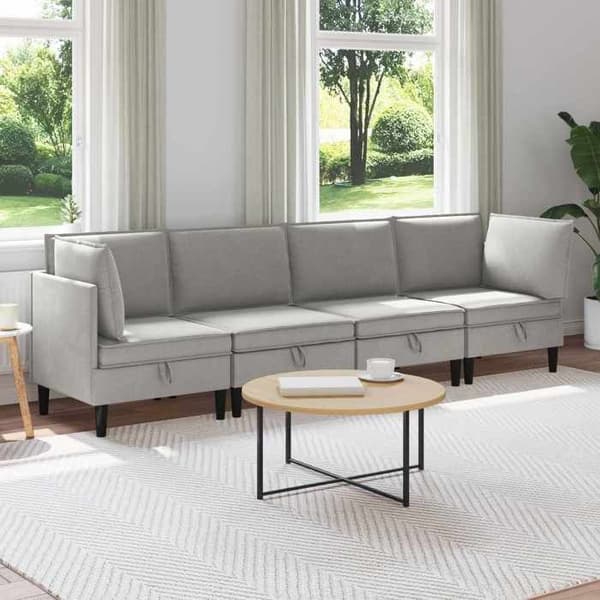 Maison Exclusive - Sæt af møbler til stuen 4 pc Lys grå Stof