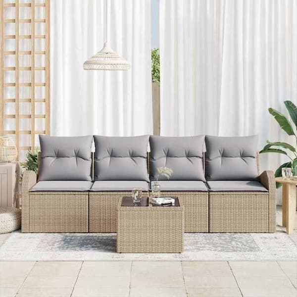Trädgårdsoffor - EXKLUSIVT HUS - Modulär - Beige - Polyrotin - Stålram beige