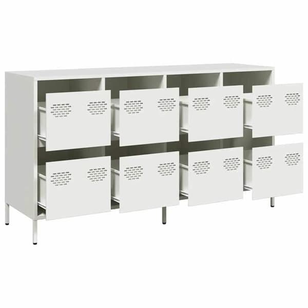 Maison Exclusive - Hvidt buffet 135x39x73,5 cm koldvalset stål Vit