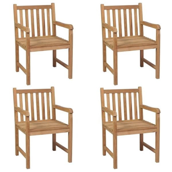 Maison Exclusive - Havestole sæt af 4 med bordeaux puder i solid teak