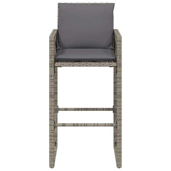 Maison Exclusive - Barstolar trädgård kuddar set om 2 grå flätad resin