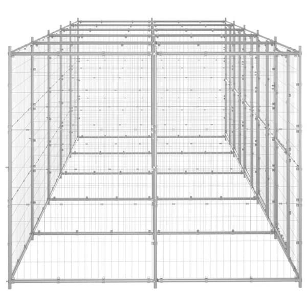 Maison Exclusive - Utomhus hundhus i galvaniserat stål 12,1 m² silver-