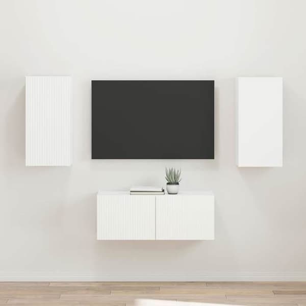 Maison Exclusive - TV-møbel sæt 2 stk Hvid Ingeniørtræ